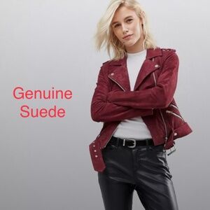 River Island Womens genuine suede biker jacket size 6